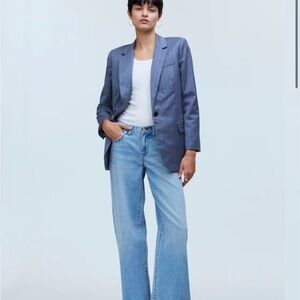 Madewell Single-Breasted Blazer in Yarn-Dyed Pinstripe in Dark Mediterranean 00
